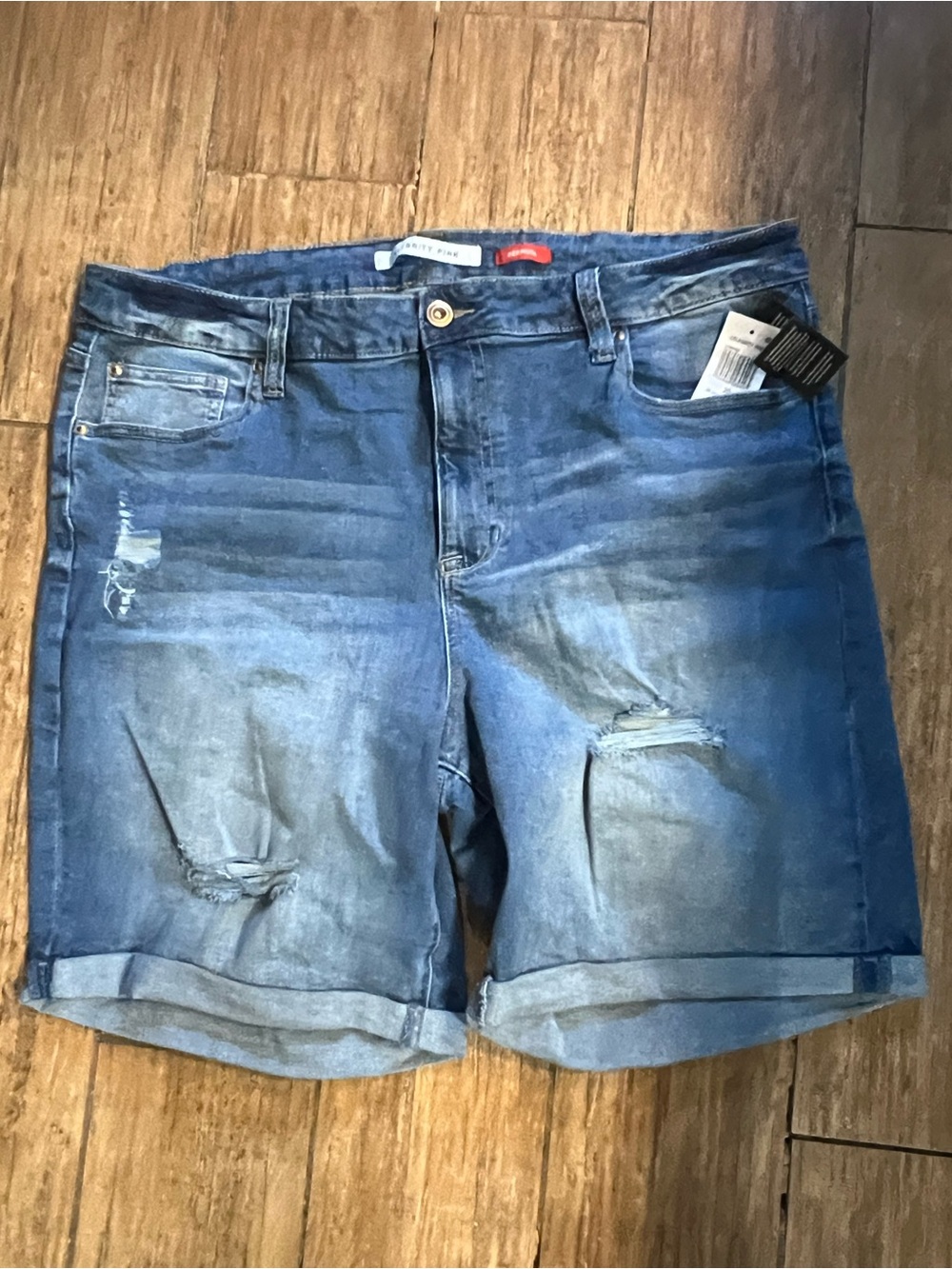 Celebrity Pink Distressed Denim Shorts - Blue- Plus Size  NWT